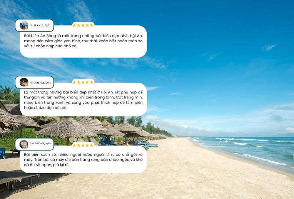 Đ&aacute;nh gi&aacute; của du kh&aacute;ch khi tới biển An B&agrave;ng.